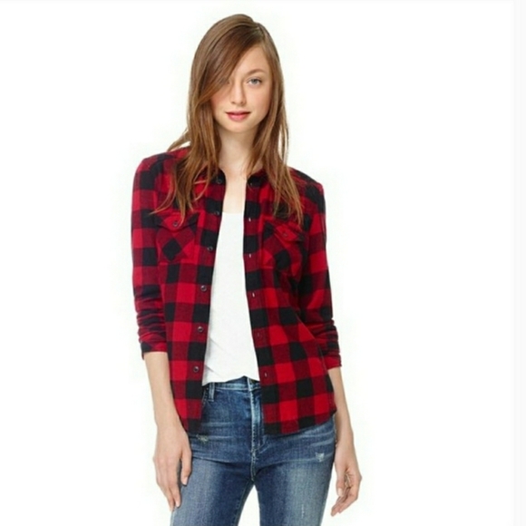 TNA red and black Flannel plaid shirt - Picture 1 of 1